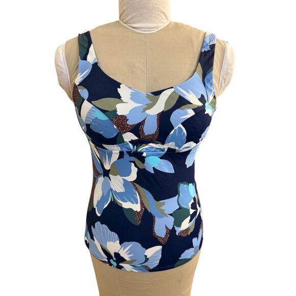 Athleta Bondi Bra Cup Tankini Swim Top Sz. 36 B/C Hero Bloom Blue - Picture 1 of 10